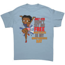 Load image into Gallery viewer, Juneteenth_Freedom_Shirt_Black_Girl_Mag_Light_Blue_Front_Mockup.png