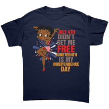 Load image into Gallery viewer, Juneteenth_Freedom_Shirt_Black_Girl_Mag_Navy_Front_Mockup.png