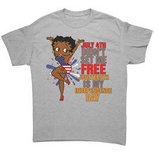Load image into Gallery viewer, Juneteenth_Freedom_Shirt_Black_Girl_Mag_Sport_Grey_Front_Mockup.png