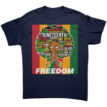 Load image into Gallery viewer, Juneteenth_Shirt_Freedom_Shirt_Betty_B_Navy_Front_Mockup.png
