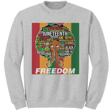 Load image into Gallery viewer, Juneteenth_Sweatshirt_Freedom_Sweatshir_Ash_Mockup.png