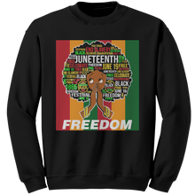 Load image into Gallery viewer, Juneteenth_Sweatshirt_Freedom_Sweatshir_Black_Mockup.png