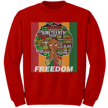 Load image into Gallery viewer, Juneteenth_Sweatshirt_Freedom_Sweatshir_Red_Mockup.png