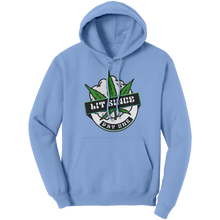 Load image into Gallery viewer, Lit_Since_Day_One_Hoodie_Marijuana_Hood_Light_Blue_Front_Mockup.png
