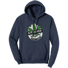 Load image into Gallery viewer, Lit_Since_Day_One_Hoodie_Marijuana_Hood_Navy_Front_Mockup.png