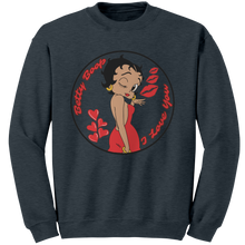 Load image into Gallery viewer, Love_Betty_Boop_Sweatshirt_Love_Sweatsh_Dark_Heather_Mockup.png
