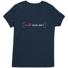 Load image into Gallery viewer, Luxury_Travel_Shirt_For_Women_Vacation_V_New_Navy_Mockup.png