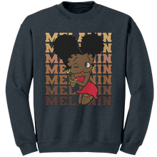 Load image into Gallery viewer, Melanin_Sweatshirt_Black_Betty_Boop_Swe_Dark_Heather_Mockup.png