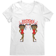 Load image into Gallery viewer, New Year 2025 Betty Boop Design Shirt, Betty Boop Vneck, 2025 Shirt, New Year Shirt, Womens V-Neck, Christmas Shirt, Christmas Gift For Her