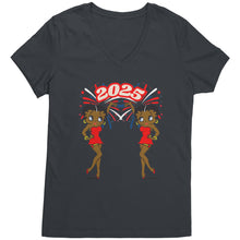 Load image into Gallery viewer, New Year 2025 Betty Boop Design Shirt, Betty Boop Vneck, 2025 Shirt, New Year Shirt, Womens V-Neck, Christmas Shirt, Christmas Gift For Her