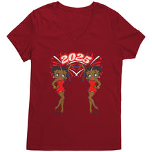 Load image into Gallery viewer, New Year 2025 Betty Boop Design Shirt, Betty Boop Vneck, 2025 Shirt, New Year Shirt, Womens V-Neck, Christmas Shirt, Christmas Gift For Her