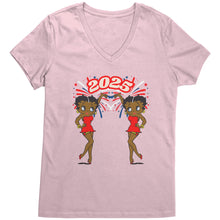 Load image into Gallery viewer, New Year 2025 Betty Boop Design Shirt, Betty Boop Vneck, 2025 Shirt, New Year Shirt, Womens V-Neck, Christmas Shirt, Christmas Gift For Her