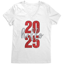 Load image into Gallery viewer, New Year Vneck, New Year Shirt, Hello 2025 Shirt, Happy New Year 2025 Tshirt, New Year Family Shirt, Christmas Shirt, Christmas Gift For Her