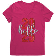 Load image into Gallery viewer, New Year Vneck, New Year Shirt, Hello 2025 Shirt, Happy New Year 2025 Tshirt, New Year Family Shirt, Christmas Shirt, Christmas Gift For Her