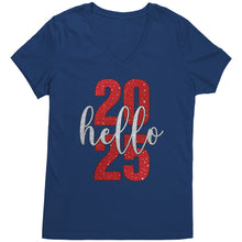 Load image into Gallery viewer, New Year Vneck, New Year Shirt, Hello 2025 Shirt, Happy New Year 2025 Tshirt, New Year Family Shirt, Christmas Shirt, Christmas Gift For Her