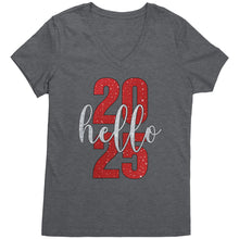 Load image into Gallery viewer, New Year Vneck, New Year Shirt, Hello 2025 Shirt, Happy New Year 2025 Tshirt, New Year Family Shirt, Christmas Shirt, Christmas Gift For Her