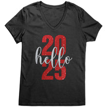 Load image into Gallery viewer, New Year Vneck, New Year Shirt, Hello 2025 Shirt, Happy New Year 2025 Tshirt, New Year Family Shirt, Christmas Shirt, Christmas Gift For Her