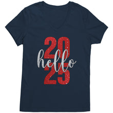 Load image into Gallery viewer, New Year Vneck, New Year Shirt, Hello 2025 Shirt, Happy New Year 2025 Tshirt, New Year Family Shirt, Christmas Shirt, Christmas Gift For Her
