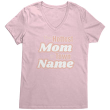Load image into Gallery viewer, Personalized Mom Vneck, The Hottest Mom In Town Shirt, Custom Mom Shirt With Names Personalized Gift Christmas Gifts For Mom Christmas Shirt