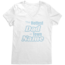 Load image into Gallery viewer, Personalized Tshirt, The Hottest Dad In Town Shirt Custom Dad Vneck With Names Personalized Gift For Dad Christmas Gifts Family Shirt Gift