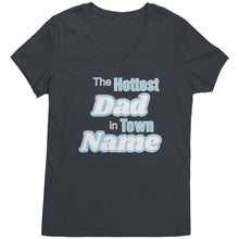 Load image into Gallery viewer, Personalized Tshirt, The Hottest Dad In Town Shirt Custom Dad Vneck With Names Personalized Gift For Dad Christmas Gifts Family Shirt Gift
