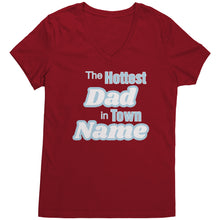 Load image into Gallery viewer, Personalized Tshirt, The Hottest Dad In Town Shirt Custom Dad Vneck With Names Personalized Gift For Dad Christmas Gifts Family Shirt Gift