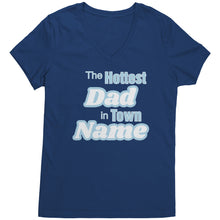 Load image into Gallery viewer, Personalized Tshirt, The Hottest Dad In Town Shirt Custom Dad Vneck With Names Personalized Gift For Dad Christmas Gifts Family Shirt Gift