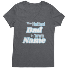 Load image into Gallery viewer, Personalized Tshirt, The Hottest Dad In Town Shirt Custom Dad Vneck With Names Personalized Gift For Dad Christmas Gifts Family Shirt Gift