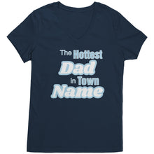 Load image into Gallery viewer, Personalized Tshirt, The Hottest Dad In Town Shirt Custom Dad Vneck With Names Personalized Gift For Dad Christmas Gifts Family Shirt Gift