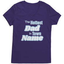 Load image into Gallery viewer, Personalized Tshirt, The Hottest Dad In Town Shirt Custom Dad Vneck With Names Personalized Gift For Dad Christmas Gifts Family Shirt Gift