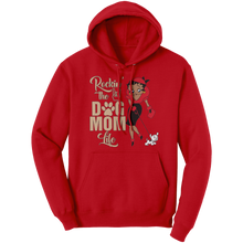 Load image into Gallery viewer, Rocking_The_Dog_Mom_Life_Hoodie_Mom_Wom_Red_Front_Mockup.png