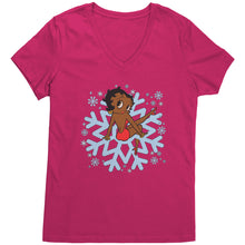 Load image into Gallery viewer, Snowflakes Shirt, Snowflake Christmas T-Shirt For Women, Betty Boop Vneck, Snowflakes Vneck Shirt, Christmas Shirt, Christmas Gift For Her