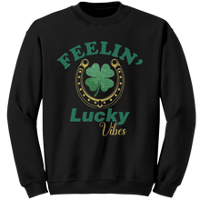 Load image into Gallery viewer, St_Patricks_Day_Sweatshirt_Feeling_Luck_Black_Mockup.png