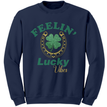 Load image into Gallery viewer, St_Patricks_Day_Sweatshirt_Feeling_Luck_Navy_Mockup.png