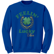 Load image into Gallery viewer, St_Patricks_Day_Sweatshirt_Feeling_Luck_Royal_Mockup.png