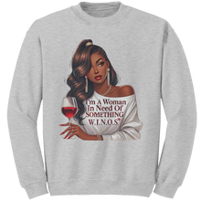 Load image into Gallery viewer, Woman_In_Need_Of_Something_Sweatshirt_V_Ash_Mockup.png