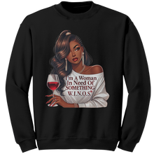 Load image into Gallery viewer, Woman_In_Need_Of_Something_Sweatshirt_V_Black_Mockup.png
