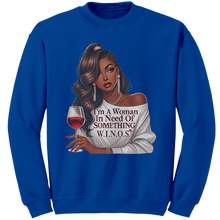 Load image into Gallery viewer, Woman_In_Need_Of_Something_Sweatshirt_V_Royal_Mockup.png