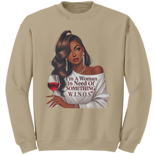 Load image into Gallery viewer, Woman_In_Need_Of_Something_Sweatshirt_V_Sand_Mockup.png