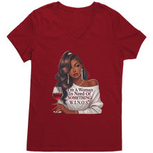 Load image into Gallery viewer, Woman_In_Need_Of_Something_Vneck_WINOS__Classic_Red_Mockup.png