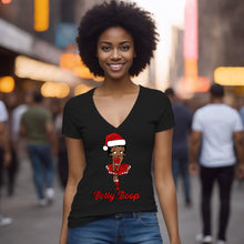 Load image into Gallery viewer, Funny Christmas Shirt, Betty Boop Shirt, Betty Boop Vneck Cute Betty Boop Tshirt Betty Boop Christmas Gifts Black Betty Boop Womens Clothing