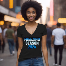Load image into Gallery viewer, Freezing Season Vneck Shirt, Cute Winter Shirt, Christmas Shirt, Freezing Season Vneck, Christmas Gifts, Holiday Shirt, Winter Season 2024