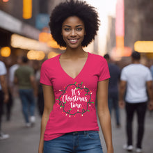 Load image into Gallery viewer, It's Christmas Time Vneck Shirt, Merry Christmas Vneck Shirt, Christmas Shirt, Christmas Lights T-Shirt, Christmas Present, Christmas Gift
