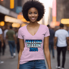 Load image into Gallery viewer, Freezing Season Vneck Shirt, Cute Winter Shirt, Christmas Shirt, Freezing Season Vneck, Christmas Gifts, Holiday Shirt, Winter Season 2024