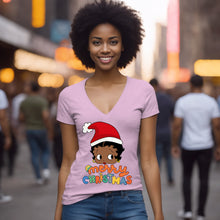 Load image into Gallery viewer, Betty Boop Vneck Shirt, Merry Christmas Vneck Shirt, Betty Boop Christmas Shirt, Christmas Gift, Betty Boop Lover Gift, Cute Christmas Vneck