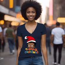 Load image into Gallery viewer, Betty Boop Vneck Shirt, Merry Christmas Vneck Shirt, Betty Boop Christmas Shirt, Christmas Gift, Betty Boop Lover Gift, Cute Christmas Vneck