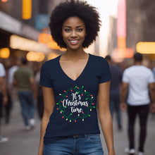 Load image into Gallery viewer, It's Christmas Time Vneck Shirt, Merry Christmas Vneck Shirt, Christmas Shirt, Christmas Lights T-Shirt, Christmas Present, Christmas Gift