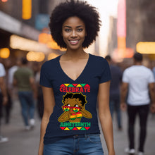 Load image into Gallery viewer, Juneteenth Shirt, Betty Boop V-Neck T-Shirt, Celebrate Juneteenth Graphic Shirt Gift, Black Queen Women Empowerment Clothing, Freedom Shirt