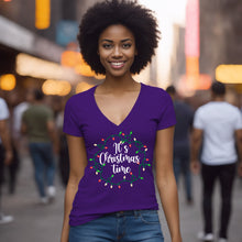 Load image into Gallery viewer, It's Christmas Time Vneck Shirt, Merry Christmas Vneck Shirt, Christmas Shirt, Christmas Lights T-Shirt, Christmas Present, Christmas Gift