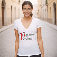 Load image into Gallery viewer, Passport To Paradise Shirt For Women Vacation V-neck Shirt, Travel Shirt, Airplane Shirt, Cruise Shirt Travel Gifts For Her, Womens Clothing